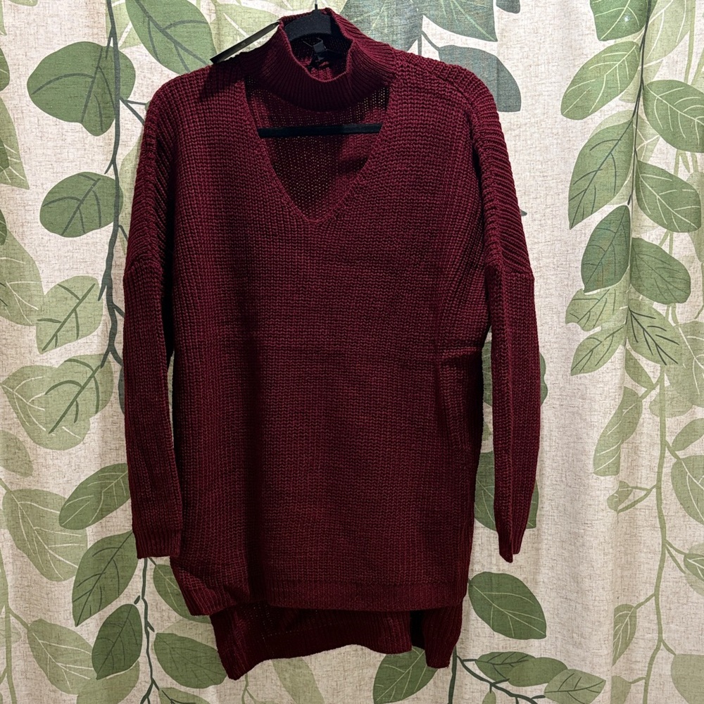 Very J Deep Red Women's mock neck Sweater